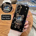 Honor90lite Glitter Quicksand Holder Plating Case Huawei Honor 90 Lite 90lite 70 Pro X7a X8 X8a 4g 5g silikoonist aluse kate honor 90 must/hall
