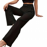 Elastsed v&ouml;&ouml;kohaga laia s&auml;&auml;rega p&uuml;ksid taskud Solid lahtised p&uuml;ksid naistele Vintage k&otilde;rge v&ouml;&ouml;kohaga p&uuml;ksid &scaron;ikkad sirged p&uuml;ksid v&ouml;&ouml;ga Sirged p&uuml;ksid S must