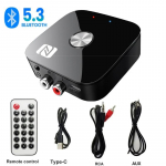 Kebidu NFC Bluetooth 5.3 helivastuv&otilde;tja saatja adapter HD 3,5 mm jack Aux stereo koos kaugjuhtimispuldi TF U-ketta juhtmevaba adapteriga auto k&otilde;lari k&otilde;rvaklappide jaoks