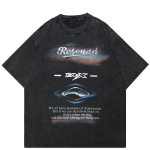 2024 Streetwear Letters Graafiline Unisex T-s&auml;rk Puuvillane Pestud Must Ts&auml;rk Unisex Tops T-s&auml;rk Suvine l&uuml;hikeste varrukatega T-s&auml;rk S must