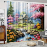 2tk River Mountain Meadow View Kardinaaken Kardina V&auml;lis varjualune Dekoratiivne seinavaip Kontor Magamistuba K&ouml;&ouml;k Elutuba W50xH130(CM)x2PCS-Rod pocket