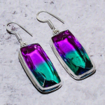Natural Bi-Color Tourmaline Gemstone 925 Sterling Silver Earring 2.01 g7y77