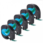 Yance 5 tk/partii &Uuml;hilduv Dymo Letratag Tape Must rohelisel (12mm x 4m) Plastikust etiketilint Dymo LetraTagi etiketivalmistamismasinale black on green 12mm