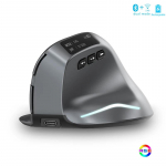 2,4G+Bluetoothi ​​vertikaalhiir OLED-ekraaniga 3200DPI RGB m&auml;nguhiir Laetav traadita ergonoomiline arvutihiir