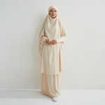 Moslemikomplektid, kaheosalised palveriided, pikkade kapuutsidega, varrukatega s&auml;rgid, hijab, suured seelikud, elastse v&ouml;&ouml;kohaga naiste abaya komplektid One Size aprikoosi