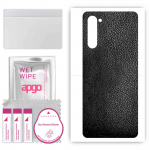 apgo Protective Skin Sticker for the back compatible with Oppo Reno3 5G, Wrap Film, Foil, Vinyl - Pattern Black Leather