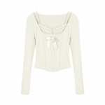 2024. aasta suvine &otilde;huke elegantne pluus naiste &otilde;htupidu Y2k Crop Top Office Lady vabaaja riietus pikkade varrukatega Korea moe s&auml;rk S beež