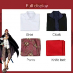 Anime Film Red Shanks Cosplay Kost&uuml;&uuml;m T&auml;iskasvanud Meestele, One Piece Tralike Jakk, T&auml;ielik Komplekt, Halloweeni Pidustus, Punase Juustega Piraat L