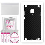 apgo kaitsev nahakleebis tagak&uuml;ljele ja k&uuml;lgedele, mis &uuml;hildub Xiaomi Redmi Note 9S-ga, t&auml;iskile, foolium, vin&uuml;&uuml;l &ndash; muster s&uuml;sinikmust