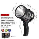 Suure v&otilde;imsusega eredusega taskulamp v&auml;lik&auml;mpingu veekindlad tuled k&uuml;lgvalgustusega mitme režiimiga taskulamp, USB laetav latern P50 Middle