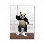 Loomad Retro Vannitoa WC Sein Kunst L&otilde;uend Maalimine Naljakas Panda Dinosaurus Flamingo Vann Plakat Prindi Lastetuba Kodukaunistus 21x30cm No Framed