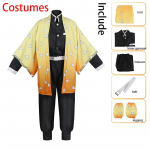 Ysir Anime Devil Hunter Agatsuma Zenitsu Cosplay kost&uuml;&uuml;m naiste kimono vormiriietus Halloweeni j&otilde;ulud 110 kollane