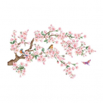 Flower Branch Bird WC kleebis Eemaldatav isekleepuv veekindel PVC elutoa seinakunst lilleline vannitoa tualettruumi kaane kaunistuskleebis roosa