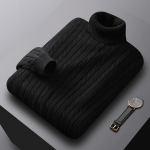 Meeste kaelusega kampsun, &uuml;hev&auml;rviline k&otilde;rge kaelusega pullover Kootud kampsunid vabaaja elastsed kampsunid meeste s&uuml;gis-talv S must