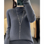 Naiste poolk&otilde;rge kaelusega kampsun, Qinghe ka&scaron;miir, 30% ka&scaron;miir 70% vill, talvine kootud pullover s&uuml;giskampsun ka&scaron;miirkampsun XL s&auml;rav roheline v&auml;rv