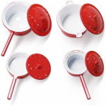 1/12 minipotti keedupottide komplekt, 4 nukumaja k&ouml;&ouml;gin&otilde;ude tarvikuid 4Pcs punane