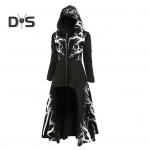 Halloweeni keeb tr&uuml;kitud kapuutsiga pikkade varrukatega t&otilde;mblukuga suletav ebaregulaarne &auml;&auml;ris kuninglikus stiilis esinemine, kost&uuml;&uuml;m, gooti r&uuml;&uuml;, mantel XXL must