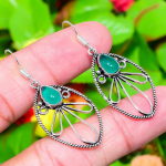 Green Onyx Gemstone Handmade 925 Sterling Silver Jewelry Earring 2.01 i6o02