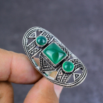 Green Onyx Gemstone Handmade 925 Sterling Silver Gift Jewelry Ring Size 8 w0m79