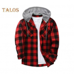 S&uuml;giskevadine meeste s&auml;rk Kapuutsiga pingutusn&ouml;&ouml;riga pikkade varrukatega, v&auml;rviga sobiv ruuduline tr&uuml;kis &Uuml;herealine igap&auml;evane koolis&auml;rgi mantel M