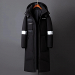 Talvised meeste pikad valged sulejoped Kapuutsiga soojad mantlid Meeste sulemantlid 3XL