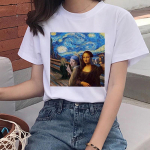Van Gogh Oil Art naiste T-s&auml;rk Harajuku Ullzang Funny T-s&auml;rk Grunge Aesthetic Print XL valge