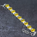Natural Citrine Gemstone Handmade 925 Sterling Silver Bracelet 7-8 m0y74