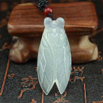 Looduslik k&auml;si - Carve Jade Know The Cicada kaelakee ripats Mood Ehted Aksessuaarid Mehed Naiste &Otilde;nnekingitused valge