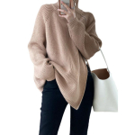 Lazy Style k&otilde;rge kaelusega t&otilde;mblukk &uuml;hev&auml;rviline tippklassi kootud kampsun &uuml;ler&otilde;ivaste jaoks, avara pikkade varrukatega soe topp &uuml;ler&otilde;ivaste jaoks One Size khaki
