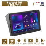 Android Carplay autoraadio Peugeot 407 2004-2010 multimeediapleieri ja stereo, GPS-i ja navigatsiooniga, Bluetoothi, WiFi-ga, 2+32GB 1+16GB