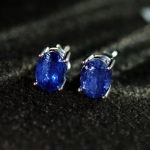 Bolaijewelry 925 Sterling h&otilde;be naastk&otilde;rvar&otilde;ngad Naturaalsed k&uuml;aniit sinised v&auml;&auml;riskivid ovaalsed 5*7mm peened ehted naistele t&uuml;drukutele kena kingitus s sinine