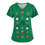 Naiste moe j&otilde;ulutr&uuml;kiga l&uuml;hikeste varrukatega V-kaelusega v&auml;ike t&ouml;&ouml; T-s&auml;rk L