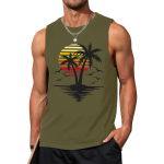 Meeste Summer Surf Beach Tank Top suur vabaaja hingav varrukateta topp vaba tr&uuml;kiga meeste s&auml;rk M must