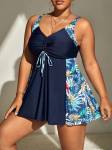 Suures suuruses ujumisriiete mustriga Tankini komplekt, kaheosaline ujumistrikoo Skriti ujumiskost&uuml;&uuml;miga Seeliku stiilis vintage naiste ujumistrikoo 5XL