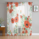 Abstraktsed lillemustriga t&uuml;lli l&auml;bipaistvad kardinad elutuppa magamistuppa k&ouml;&ouml;gi kaunistus Voile organza kardinad 135W x 114H(cm)