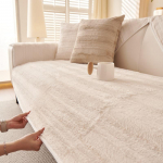 Talvine samet diivanipadi paksendatud libisemiskindel elutoa diivanikomplekt Luksuslik diivan k&auml;etugi seljatugi tolmust dekoratiivne padjakate 70x70cm valge