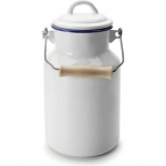 Pott &agrave; lait &eacute;maill&eacute; - IBILI - 1 liiter - Acier &eacute;maill&eacute; - Couvercle en bois - M&otilde;&otilde;dud 10x21 cm
