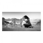 Mustanahaline naine gepardiga l&otilde;uendikunstiplakatid ja -tr&uuml;kid Metsloomad Maastik L&otilde;uendimaalid seinal P&otilde;hjamaade kunstipildid 20x40cm