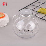 Kawaii kassi veepudelid piima jaoks tee kohvimahl kaasaskantav joogitass Kodune l&auml;bipaistev mahlapressimine joogipudel BPA tasuta