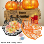 Halloweeni &auml;mblikuv&otilde;rgu kommikorv Must oranž kommikauss plastikust kommikarp Halloweeni kaunistus oranž