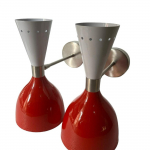 Sajandi keskpaiga modernsed Itaalia Stilnovo stiilis messingist topeltkoonuskujulised seinavalgustid, tualettlauavalgustid - 1950ndate retrovalgustus vannituppa ja elutuppa