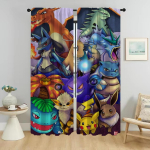 P-pokemones S&auml;&auml;sev&otilde;rgud Elutoa Akna Kardin Toa jaoks 2 Paneeli Varjud Vahesein Kodu Interj&ouml;&ouml;ri Kardinad Laps W74xH114cmx2pcs