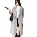 S&uuml;gistalvine naiste mantel Alla keeratav krae pikkade varrukatega lahtiste &otilde;mblustega taskud lahtised keskmise pikkusega &uuml;hev&auml;rvilised pehme soe paks naissoost pools&auml;&auml;re mantel XL khaki