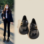 V&auml;ikesed nahast kingad Naiste Briti stiilis &uuml;ksikud kingad Hooaeg Retro platvormkingad mustad naiste kingad 35 must