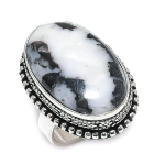 Natural Zebra Jasper Gemstone 925 Sterling Silver Jewelry Ring Size 7.5 q1l25