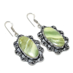 Natural Swiss Green Opal Gemstone 925 Sterling Silver Jewelry Earring 2.21 j9s26