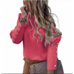 GMXIA Naiste mood vabaaja kevade s&uuml;gise &uuml;hev&auml;rvilise tr&uuml;kiga pikkade varrukatega O-kaelusega pluusid ja s&auml;rgid S punane