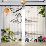 Hiina klassikaline tu&scaron;imaaliga tr&uuml;kitud kardin poolpimendav magamistuba elutuba p&otilde;randast laeni aken k&ouml;&ouml;gi rulood 2 tk 100W130H(CM)40x51in&rod pocket