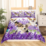 Armas Koera Tekikoti Komplekt King Queen Suurus Kawaii Koera Loomade Mustriga Voodipesukomplekt Lastele Poistele T&uuml;drukutele Pol&uuml;ester Voodikate EU single(135x200cm)