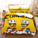 Cartoon Cuphead Show voodipesukomplekt poistele, t&uuml;drukutele, kaheinimesevoodi, kaheinimesevoodiga tekikate Padjap&uuml;&uuml;r, lastevoodi t&auml;iskasvanutele m&otilde;eldud mood Kodutekstiil, tekstiil 70x133cm 2pcs
